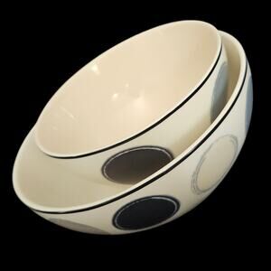 Noritake Ambience Java Graphite 7998 Bowls Set o 2 – 7.5" & 6" Polka Dot Pattern